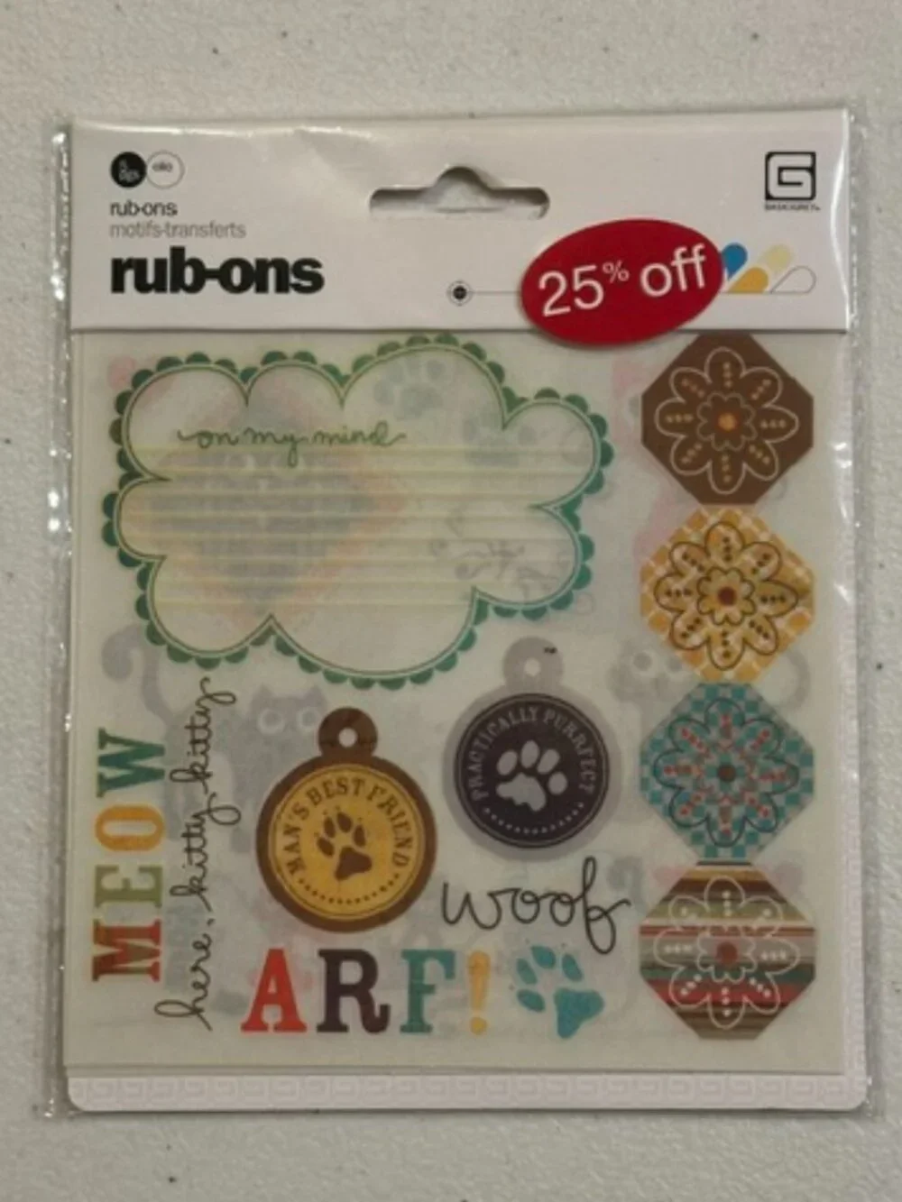 NEW Basic Grey Rub-Ons Olio-5 pages-Cat, Dog & Pet